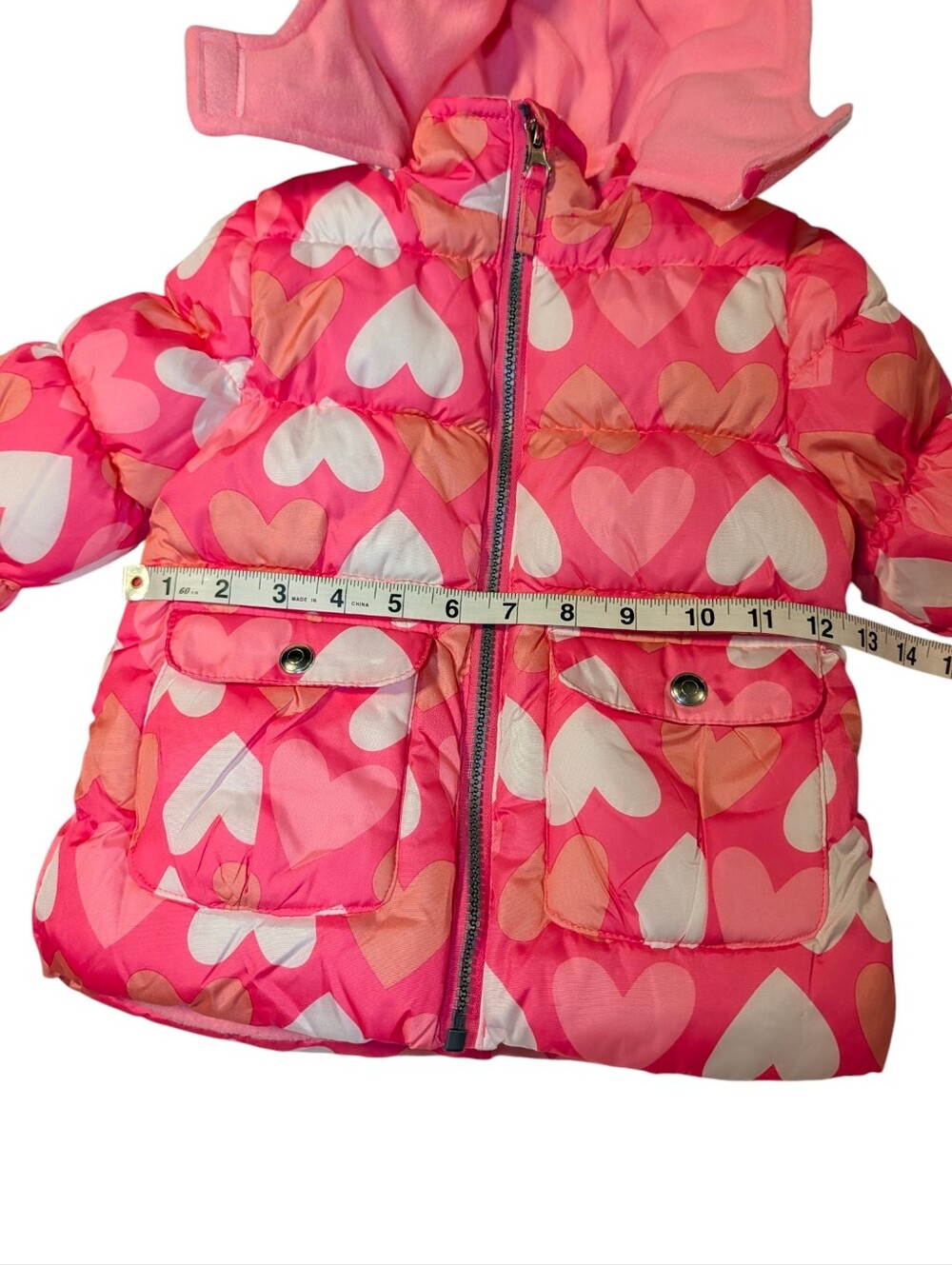 Berkley Jensen Kids Pink Heart Puffer Jacket Hooded Winter Coat Size 2T - Picture 9 of 13